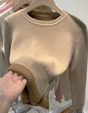 Women's Acrylic High-Neck Long Sleeve Pullover Casual Sweater