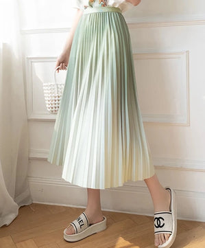 Women's Polyester High Waist Pleated Pattern Casual Wear Skirts