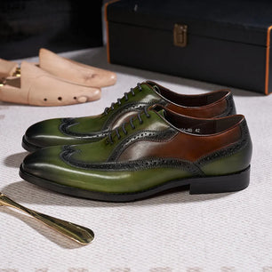 Men's PU Leather Pointed Toe Lace-Up Closure Elegant Oxford Shoes