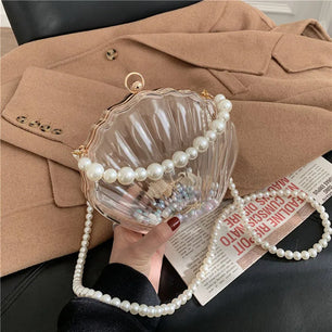 Women's Acrylic Hasp Closure Pearl Pattern Luxury Evening Handbag