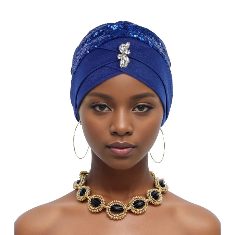 Women's Arabian Polyester Head Wrap Sequin Pattern Elegant Hijabs