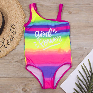 Kid's Polyester Mixed Colors Pattern One-Piece Swimwear Suit