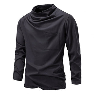 Men's Cotton Turtleneck Full Sleeve Casual Solid Pattern T-Shirts