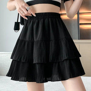 Women's Polyester Elastic High Waist Pleated Pattern Casual Skirts