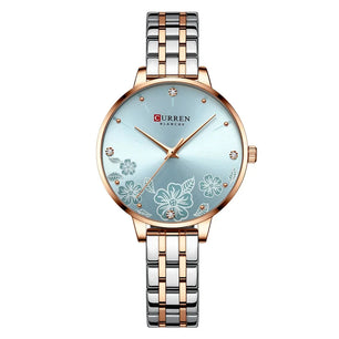 Women's Stainless Steel Buckle Clasp Waterproof Quartz Watch