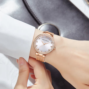 Women's Stainless Steel Round Shaped Waterproof Luxury Watch