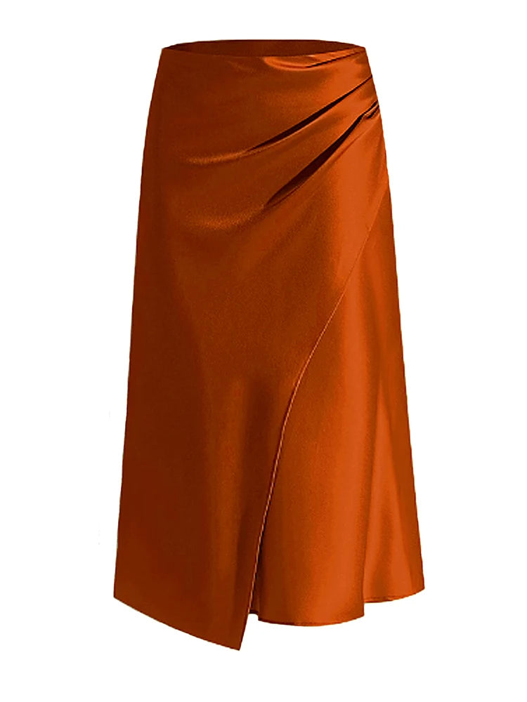 Women's Acetate High Waist Solid Pattern Casual Wear Maxi Skirts