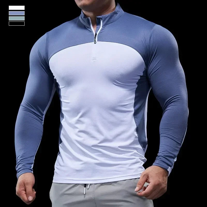 Men's Polyester Long Sleeve Pullover Closure Casual T-Shirt