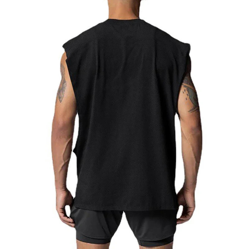 Men's Polyester Sleeveless Pullover Closure Sportswear T-Shirt