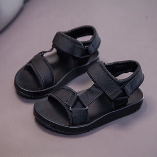 Kid's PU Open Toe Hook Loop Closure Solid Pattern Casual Sandals