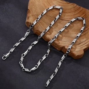 Men's 100% 925 Sterling Silver Link Chain Geometric Necklace