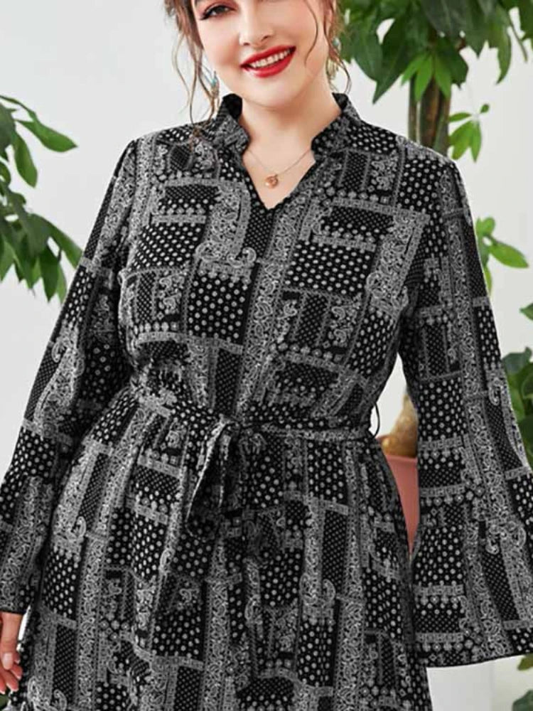 Women's Arabian Polyester Full Sleeves Printed Pattern Dress