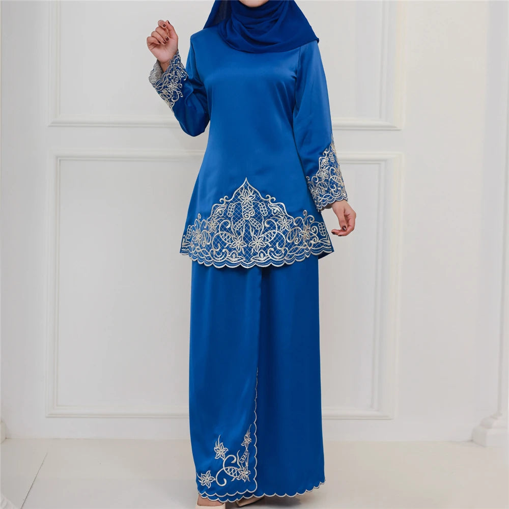 Women's Arabian Polyester Full Sleeve Embroidery Pattern Casual Dress