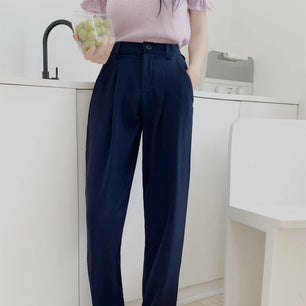 Women's Cotton High Waist Elastic Closure Casual Wear Trousers