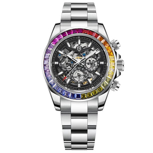 Men's Stainless Steel Folding Clasp Round Shaped Automatic Watches