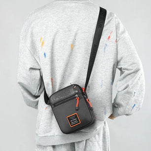 Men's Nylon Zipper Closure Letter Pattern Crossbody Shoulder Bag