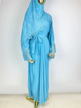 Women's Arabian Polyester Full Sleeves Solid Pattern Long Dress