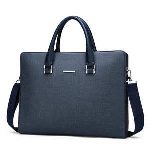 Men's PU Leather Zipper Closure Solid Pattern Elegant Shoulder Bag