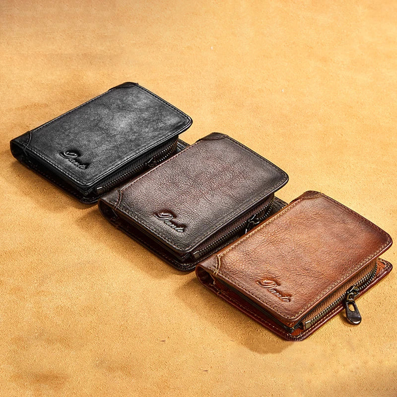 Men's Genuine Leather Card Holder Letter Pattern Trendy Wallets