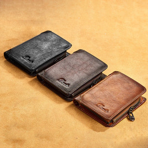 Men's Genuine Leather Card Holder Letter Pattern Trendy Wallets