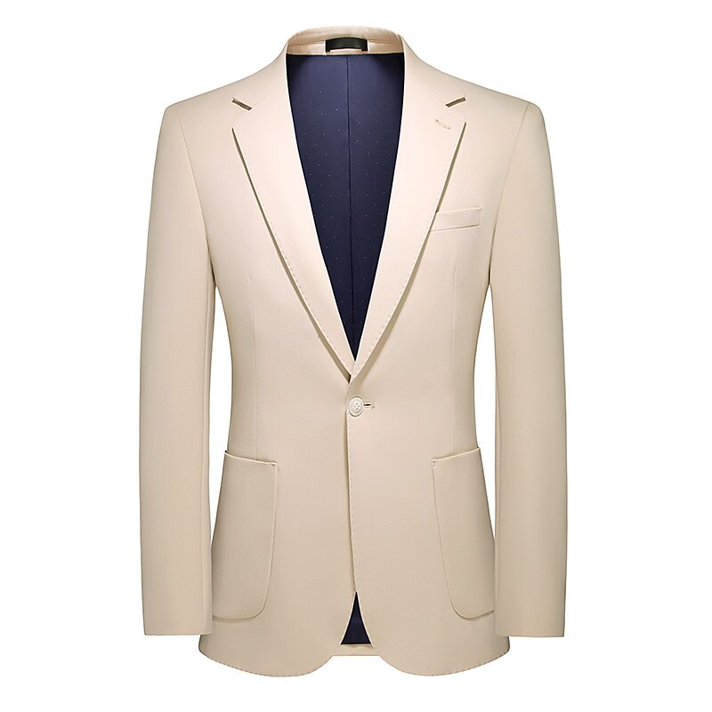 Men's Polyester Full Sleeves Single Button Solid Pattern Blazer