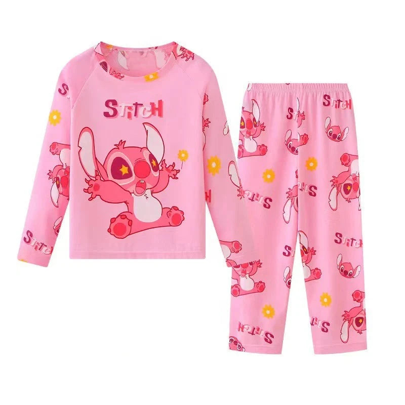 Kid's Girl Cotton O-Neck Long Sleeve Trendy Sleepwear Pajamas Set