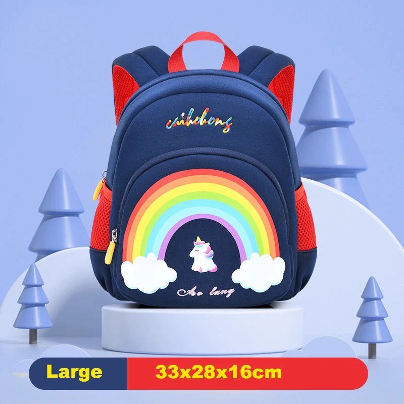 Kid's Nylon Zipper Closure Rainbow Pattern Mini School Backpack