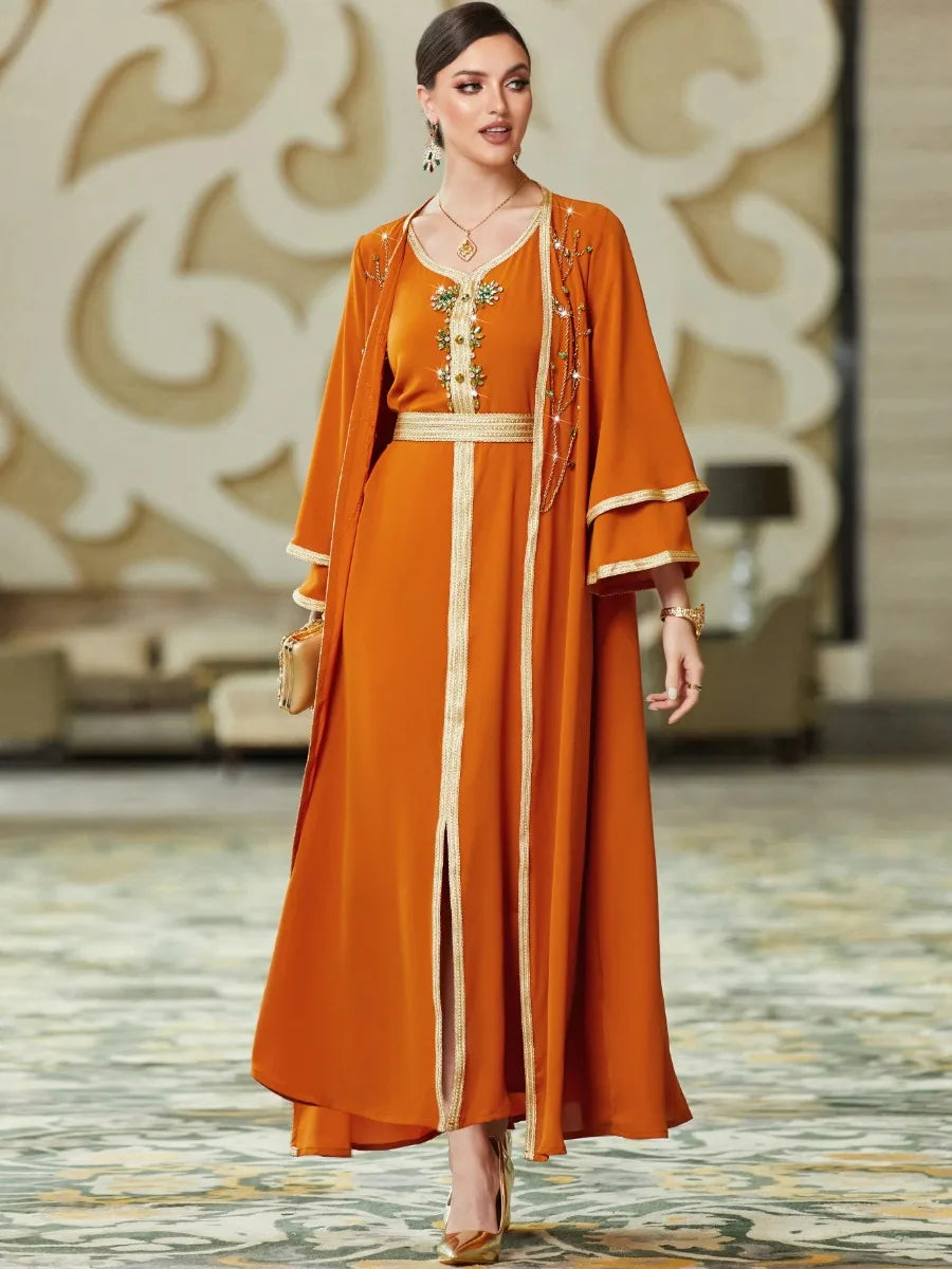 Women's Arabian Polyester Full Sleeves Embroidery Casual Dress