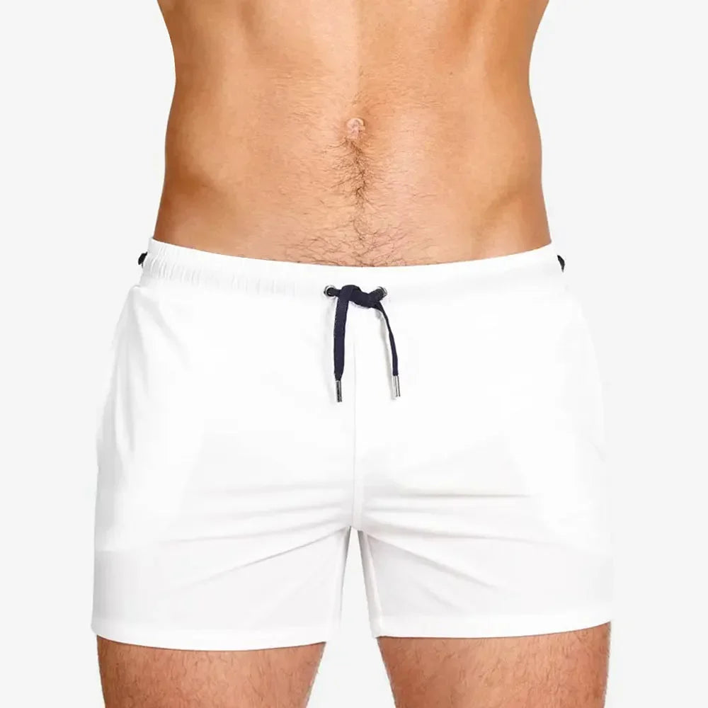 Men's Polyester Drawstring Closure Solid Pattern Boxer Shorts