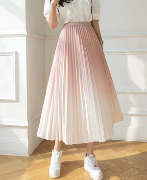 Women's Polyester High Waist Pleated Pattern Casual Wear Skirts