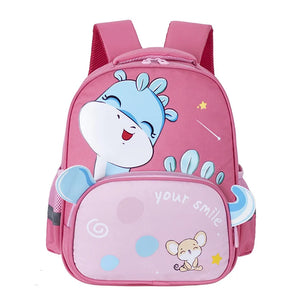 Kid's Girl Nylon Zipper Closure Cartoon Pattern School Backpack