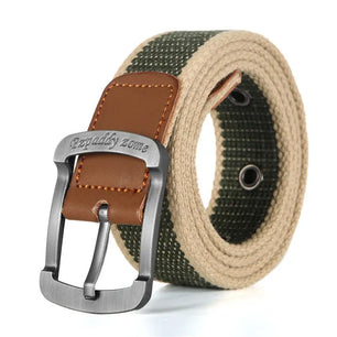 Men's Canvas Pin Buckle Closure Mixed Colors Pattern Belts