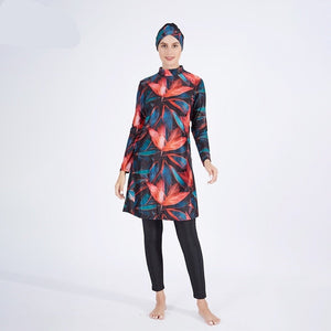 Women's Arabian Polyester Long Sleeves Floral Bathing Swimwear
