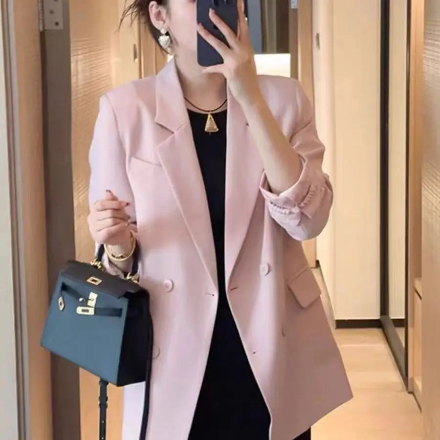 Women's Cotton Notched Long Sleeves Single Breasted Blazer