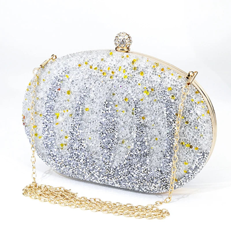 Women's Polyester Hasp Closure Rhinestone Evening Wedding Clutch