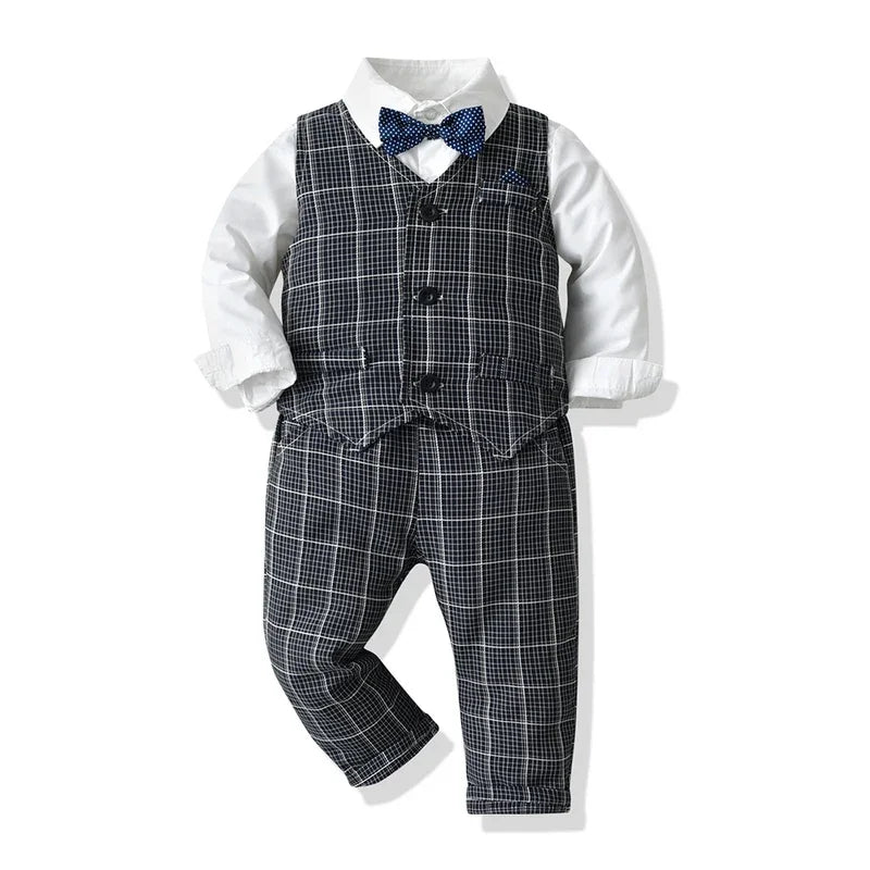 Kid's Cotton Long Sleeves Single Breasted Closure Formal Clothes