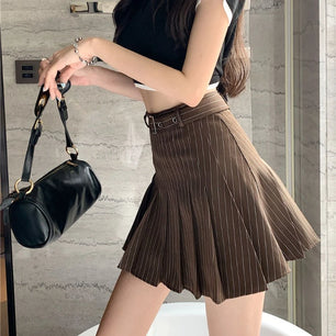 Women's Polyester High Waist Striped Pattern Casual Wear Skirts