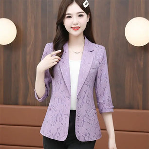 Women's Notched Collar Long Sleeve Single Breasted Chic Blazer