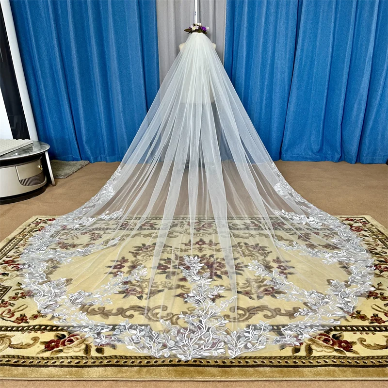 Women's Polyester Applique Edge One-Layer Bridal Wedding Veils