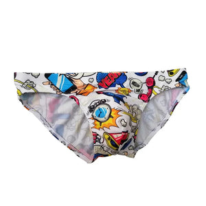 Men's Polyester Elastic Closure Printed Boxer Swimwear Brief