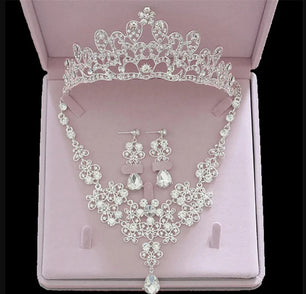 Women's Zinc Alloy Water Drop Bridal Wedding Crown Jewelry Sets