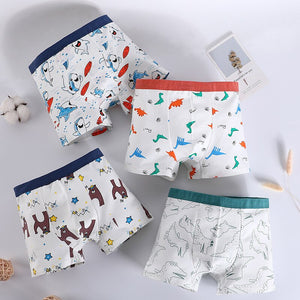 Kid's Boy 4Pcs Cotton Quick-Dry Cartoon Pattern Underwear Shorts