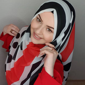 Women's Arabian Chiffon Quick-Dry Printed Pattern Luxury Hijabs