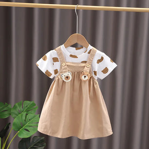 Baby Girl's Polyester Short Sleeves Printed Pattern Party Dress