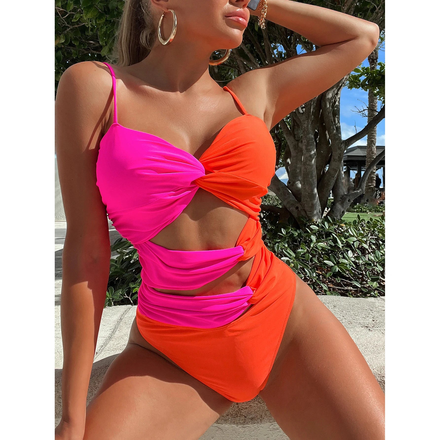 Women's Spandex Sweetheart Neck Push Up Bathing Sexy One-Piece