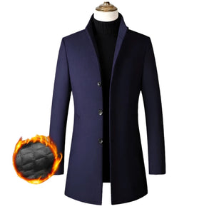 Men's Polyester Stand-Neck Full Sleeve Single Breasted Coat