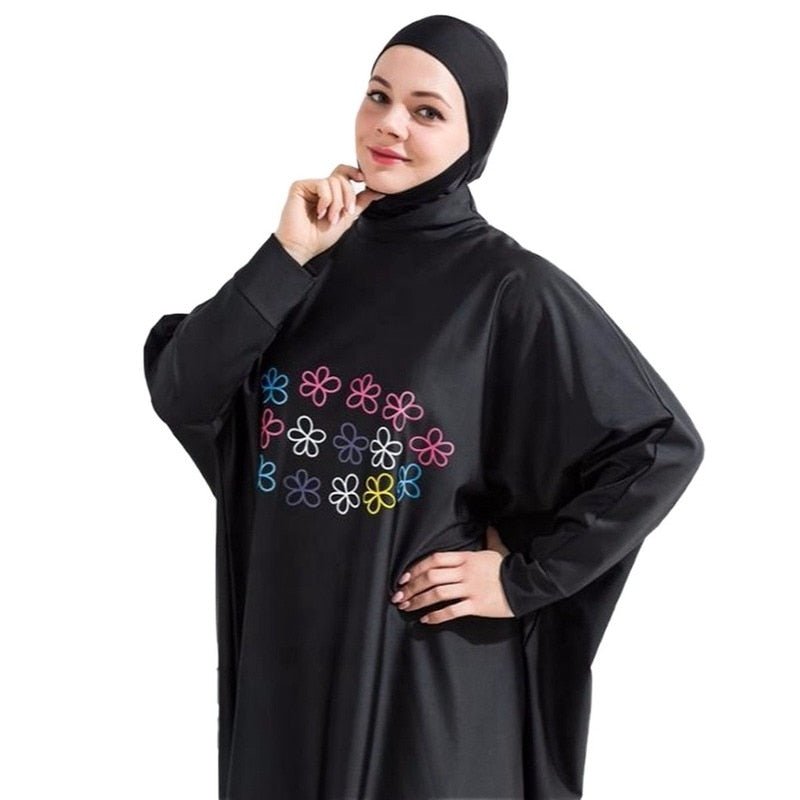 Women's Arabian Nylon Full Sleeves Printed Swimwear Trendy Dress