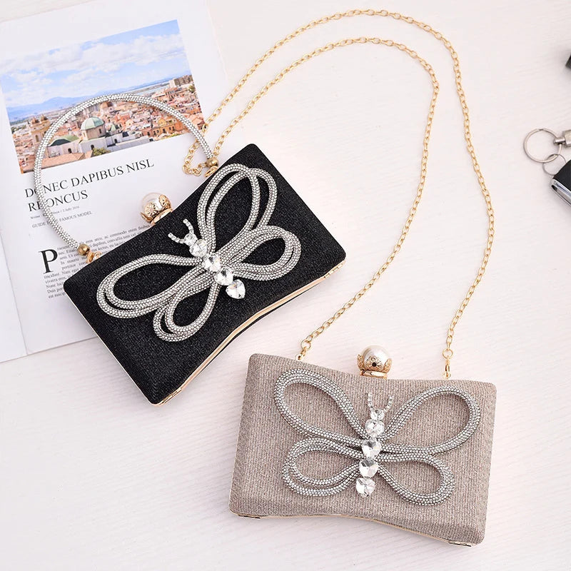 Women's Polyester Hasp Closure Luxury Bow Pattern Wedding Clutch