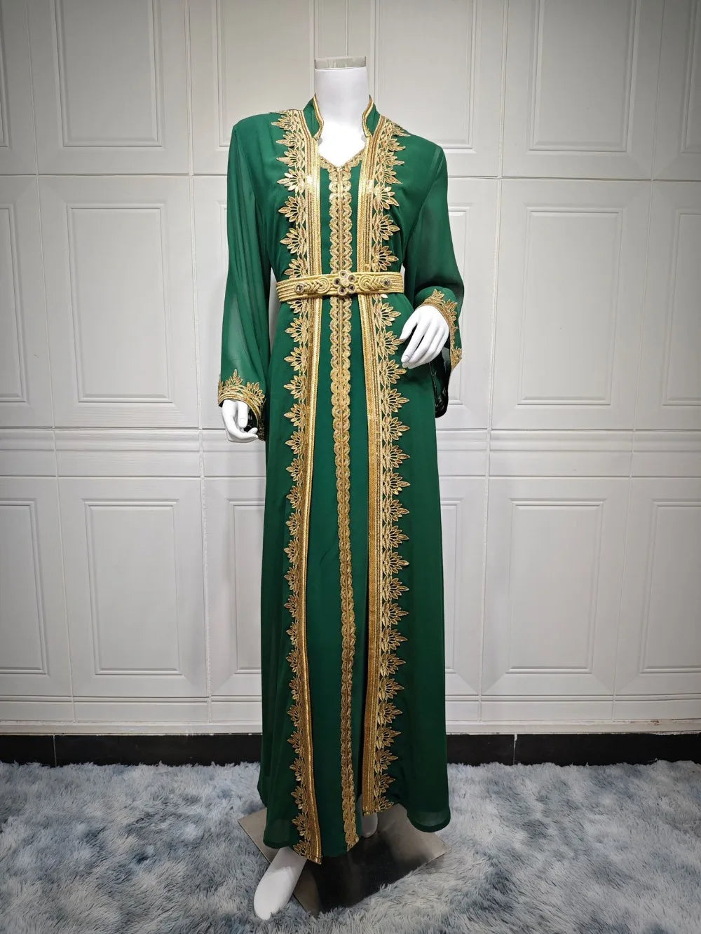 Women's Arabian Polyester Full Sleeves Embroidery Pattern Dress