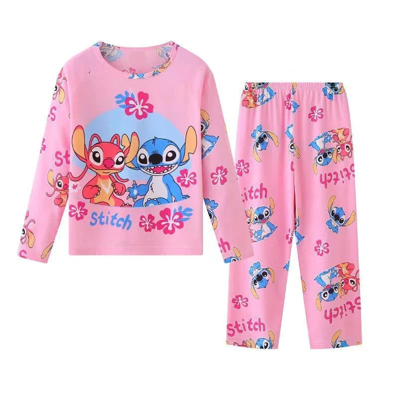 Kid's Girl Cotton O-Neck Long Sleeve Trendy Sleepwear Pajamas Set